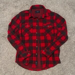 Lucky Brand Red and Black Plaid Casual Button Down Shirt